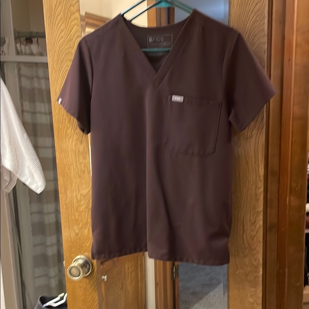 Figs Brown Casual Crew Neck Shirt